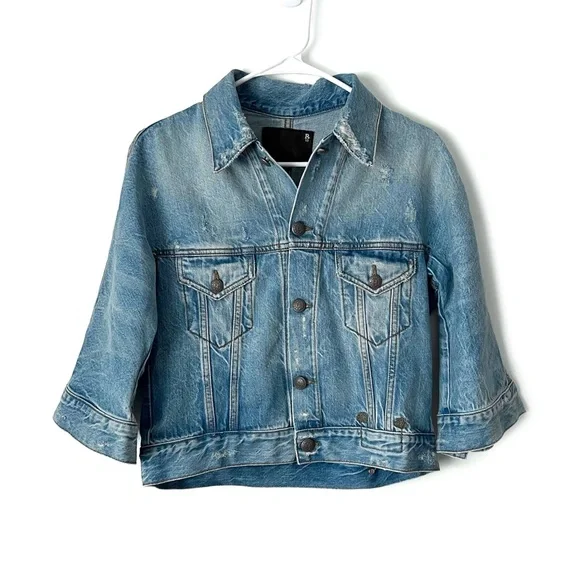 R13 Denim Jackie Trucker 1/2 Sleeve Jacket Sz S - Picture 4 of 10